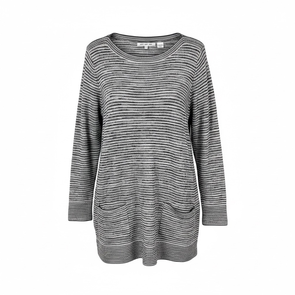 Eight Eight Eight Tunic Sweater Gray Striped Pocket 100% Cotton Women's‎ Large